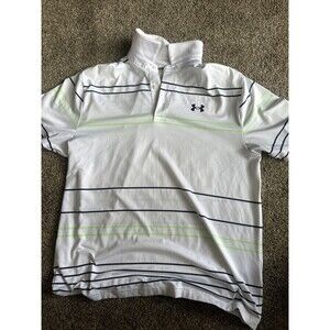 UNDER ARMOUR Polo Shirt Mens Large L The Playoff Polo Heat Gear White Black